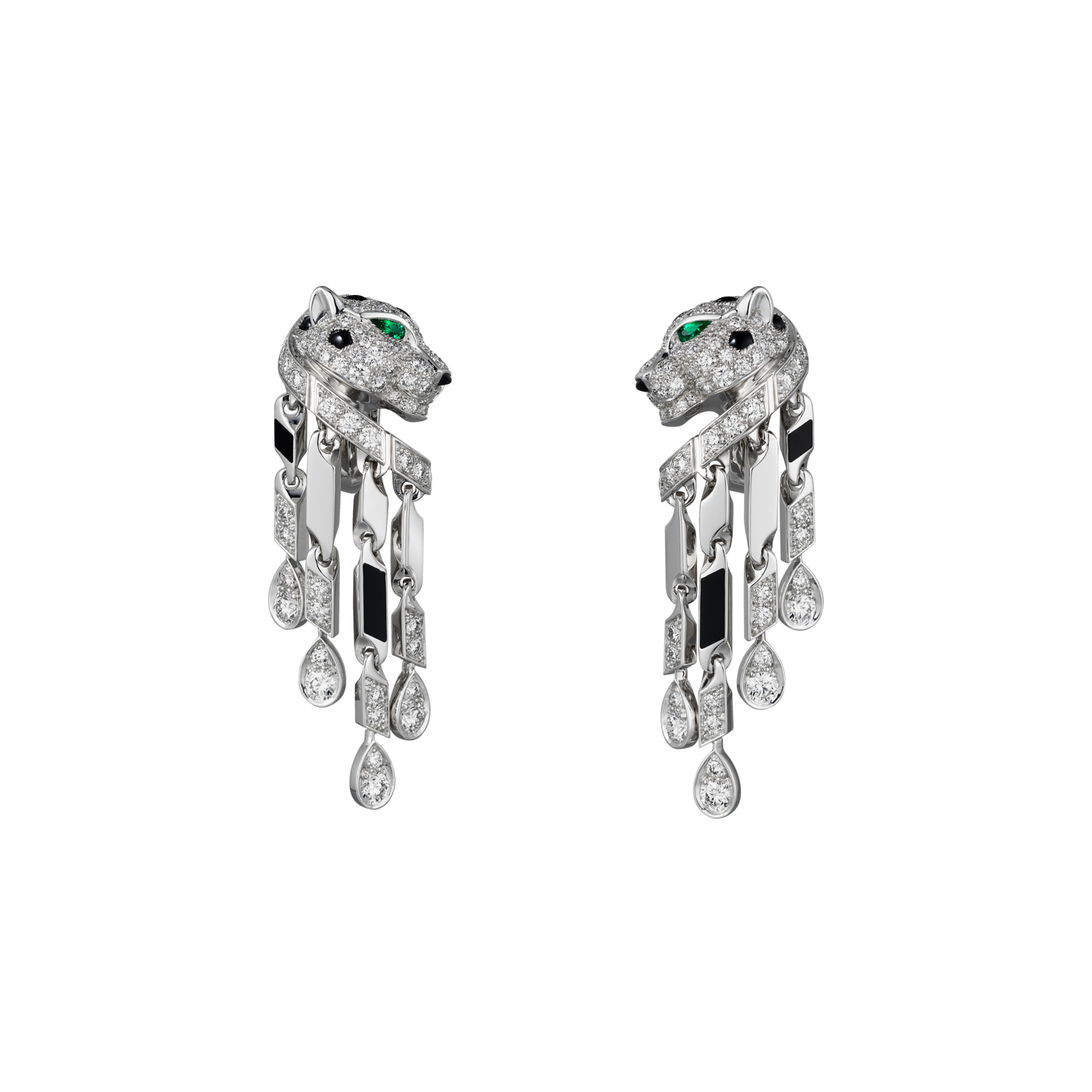 ca*t*er panthÈre white gold, onyx, emerald, Di*m*nd de ca*t*er earrings h8000780
